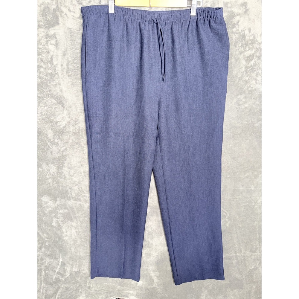 Drapers Damons Women Pants L Blue Elastic Waist Drawstring Polyester Relaxed Fit